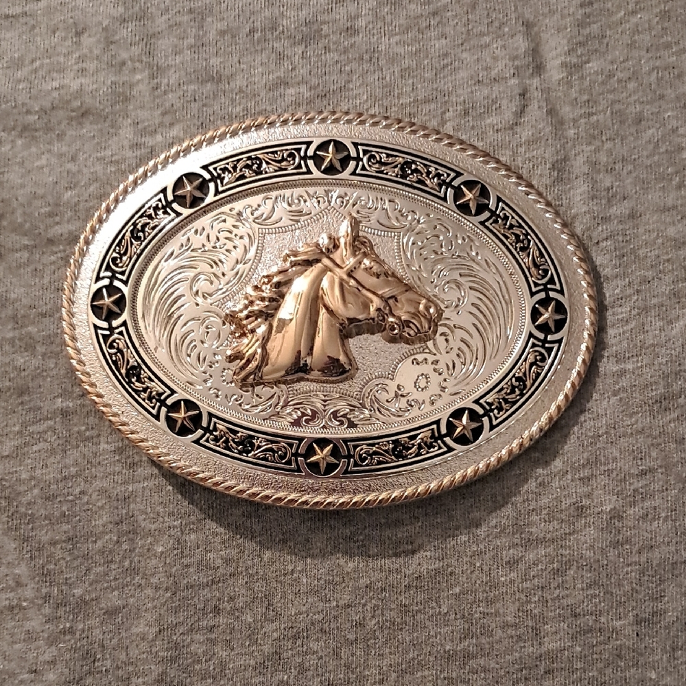 Gold and Black Equestrian Belt with Ornate Detailing